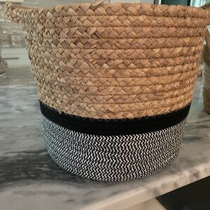 Woven Basket with Black and White Accents